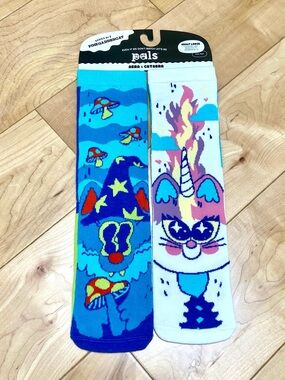 Pals pinkgabbercat & Abra and catabra mismatched cat socks adult large